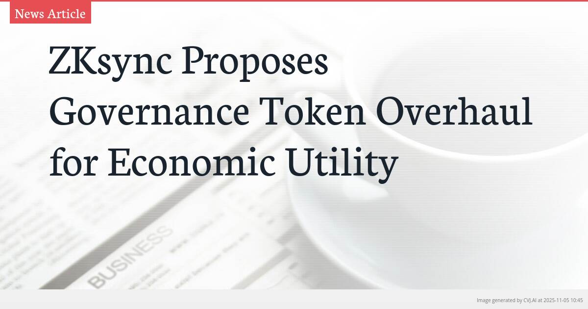 ZKsync Proposes Governance Token Overhaul for Economic Utility