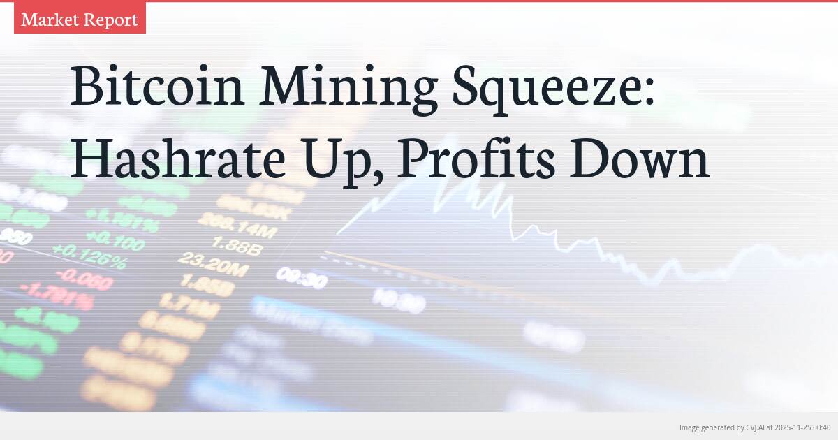 Bitcoin Mining Squeeze: Hashrate Up, Profits Down