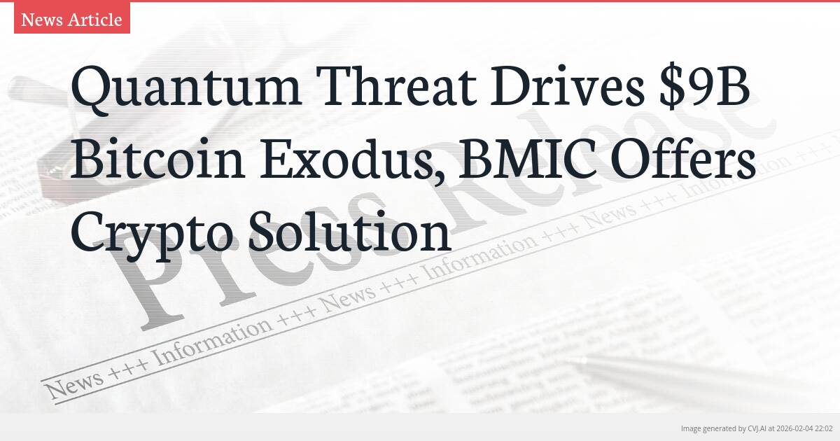 Quantum Threat Drives $9B Bitcoin Exodus, BMIC Offers Crypto Solution