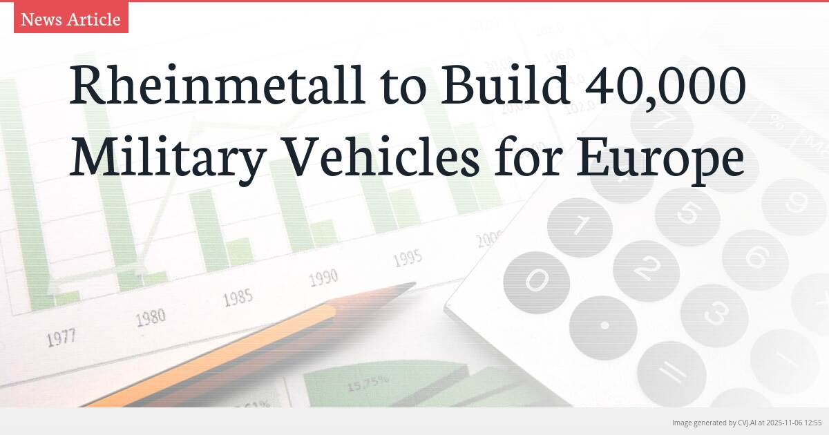 Rheinmetall to Build 40,000 Military Vehicles for Europe