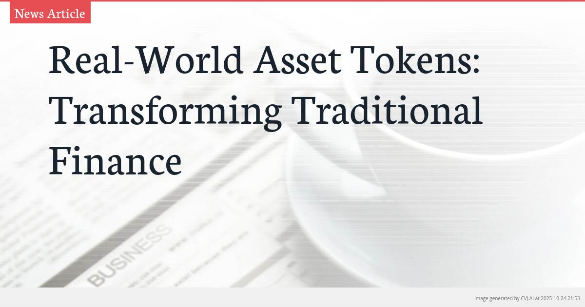 Real-World Asset Tokens: Transforming Traditional Finance Real-World Asset Tokens: Transforming Traditional Finance