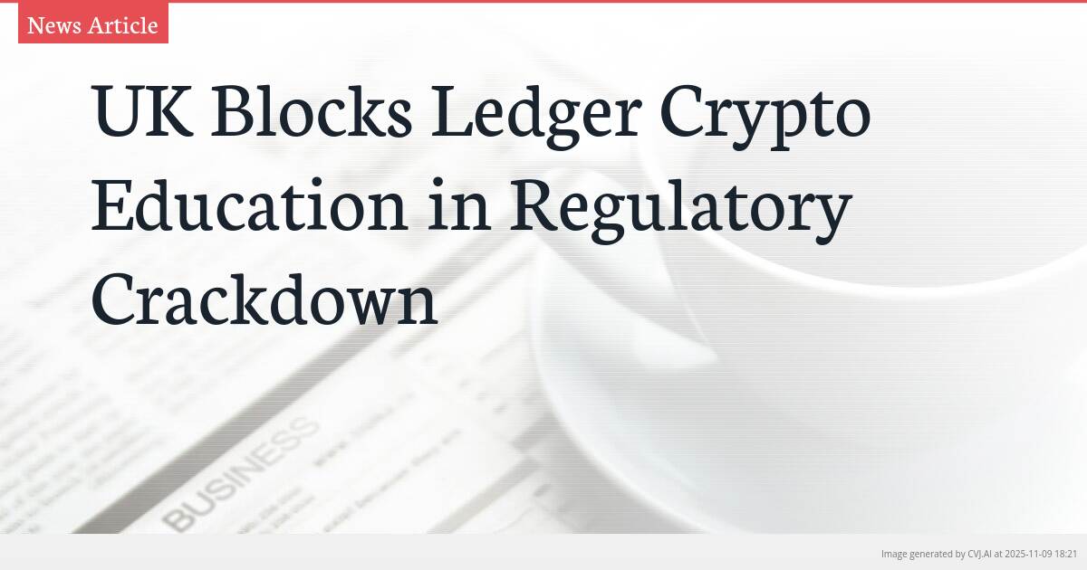 UK Blocks Ledger Crypto Education in Regulatory Crackdown