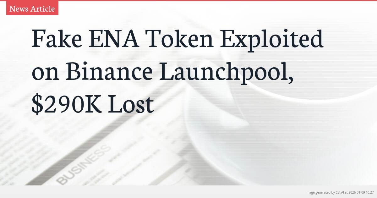 Fake ENA Token Exploited on Binance Launchpool, $290K Lost