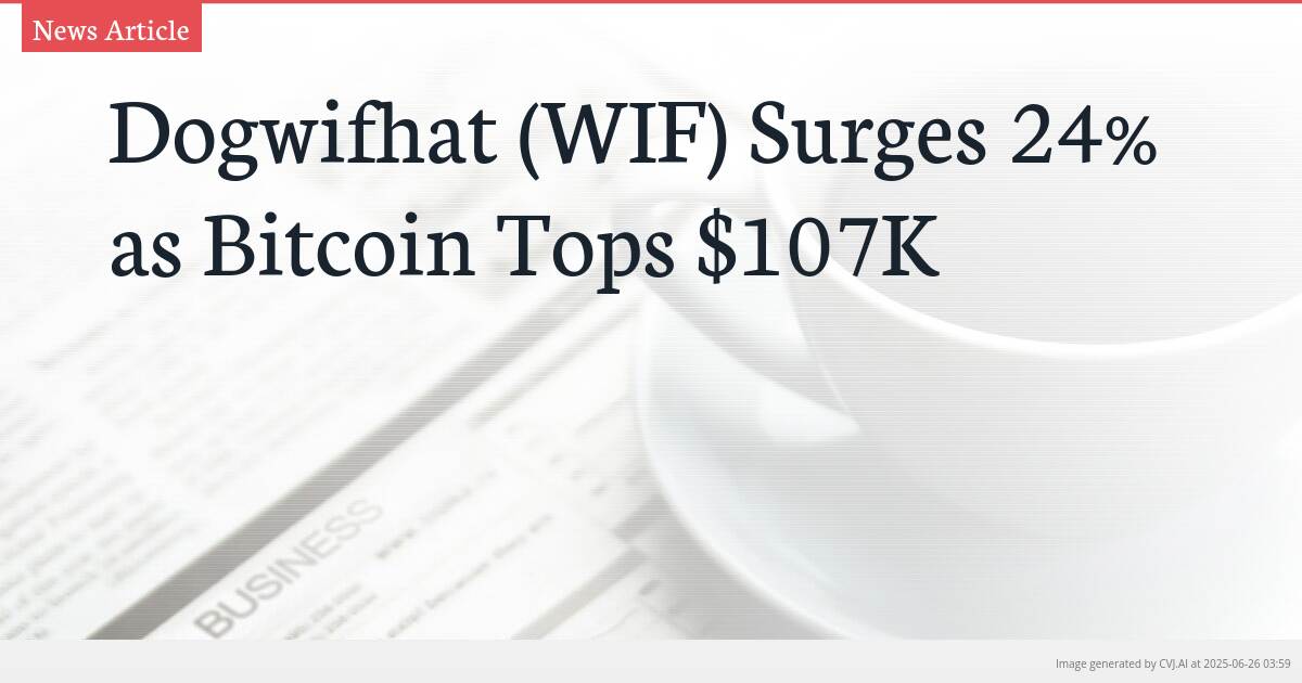 Dogwifhat (WIF) Surges 24% as Bitcoin Tops $107K