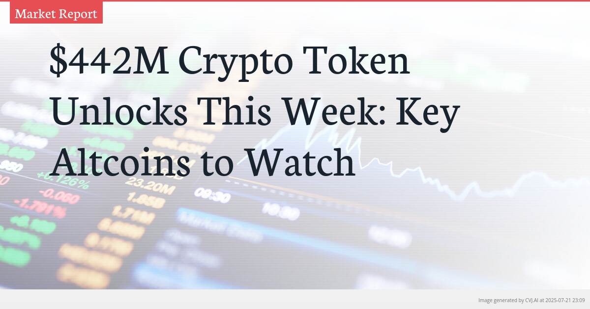$442M Crypto Token Unlocks This Week: Key Altcoins to Watch