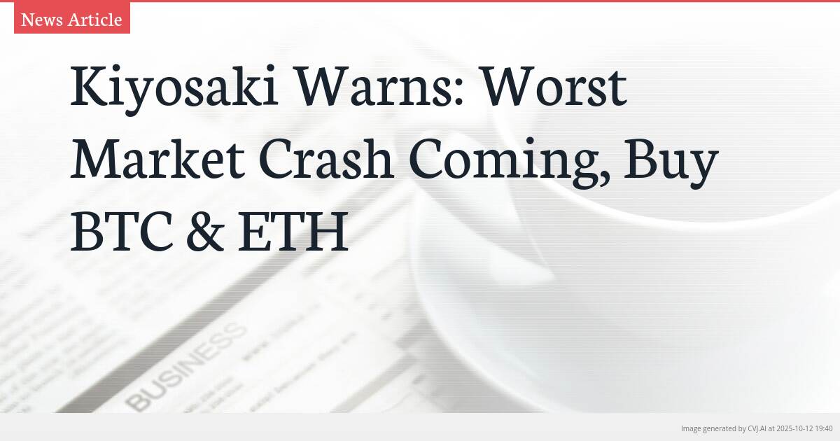 Kiyosaki Warns: Worst Market Crash Coming, Buy BTC & ETH