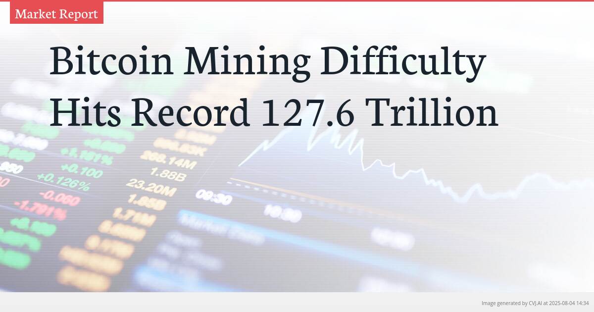 Bitcoin Mining Difficulty Hits Record 127.6 Trillion