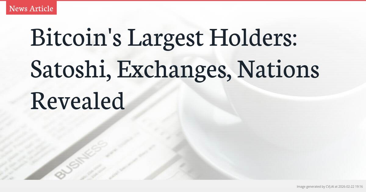 Bitcoin’s Largest Holders: Satoshi, Exchanges, Nations Revealed