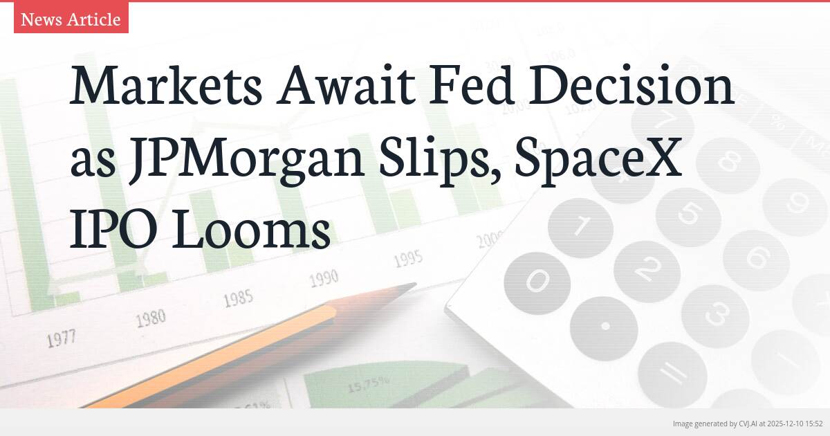 Markets Await Fed Decision as JPMorgan Slips, SpaceX IPO Looms