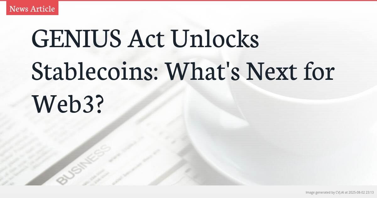 GENIUS Act Unlocks Stablecoins: What’s Next for Web3?