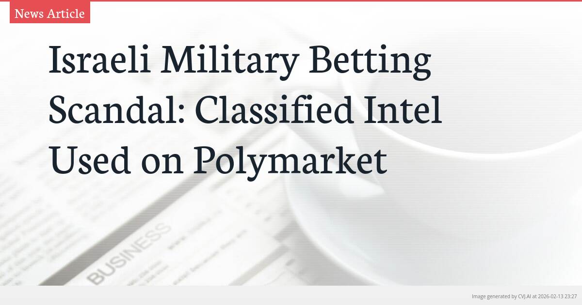 Israeli Military Betting Scandal: Classified Intel Used on Polymarket