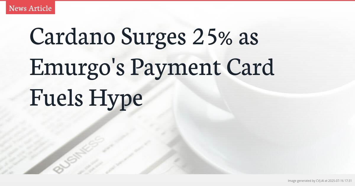 Cardano Surges 25% as Emurgo’s Payment Card Fuels Hype