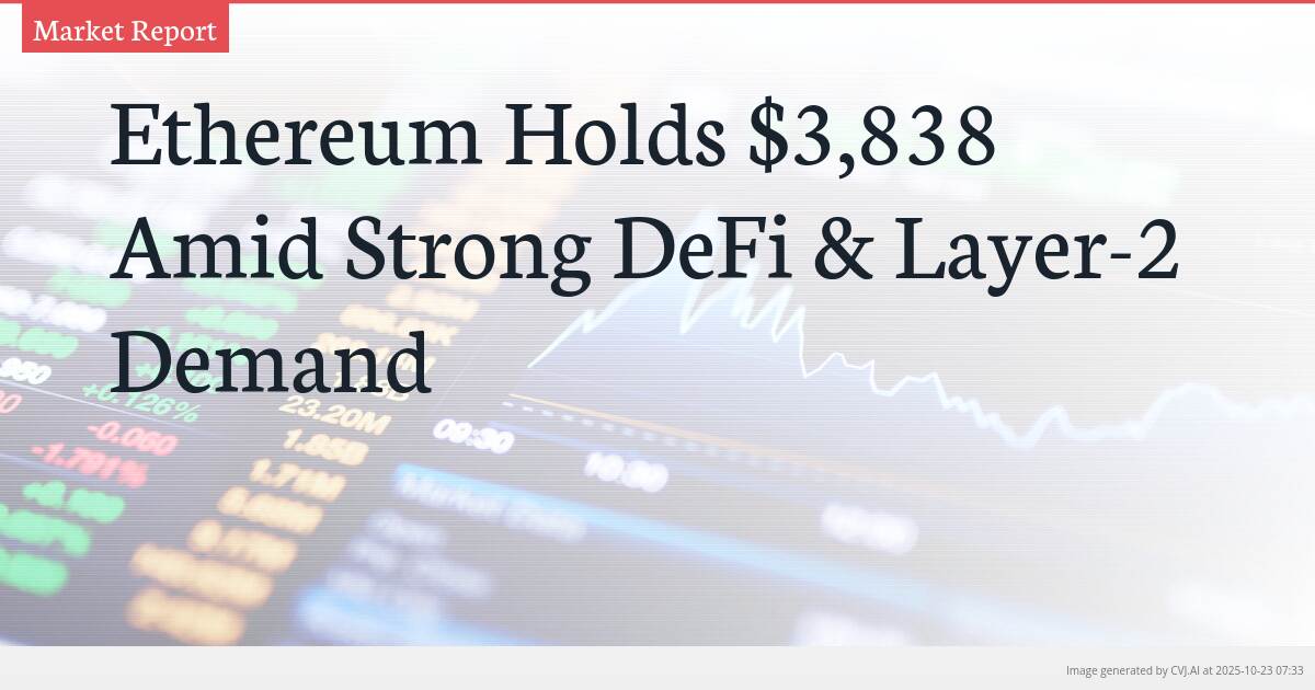 Ethereum Holds $3,838 Amid Strong DeFi & Layer-2 Demand Ethereum Holds $3,838 Amid Strong DeFi & Layer-2 Demand