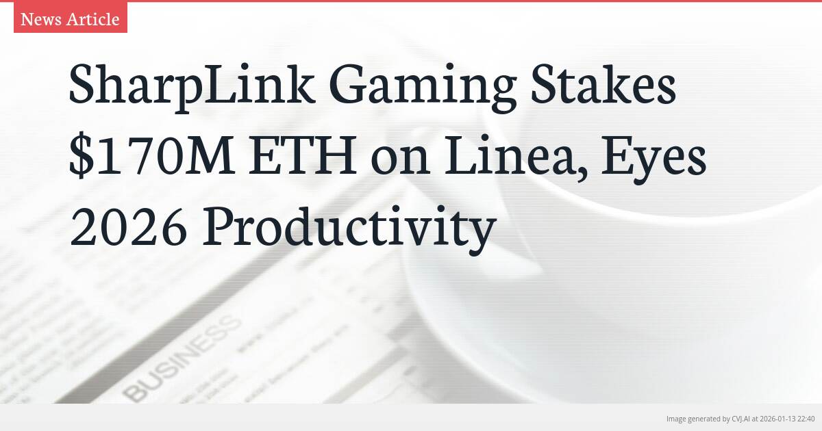 SharpLink Gaming Stakes $170M ETH on Linea, Eyes 2026 Productivity