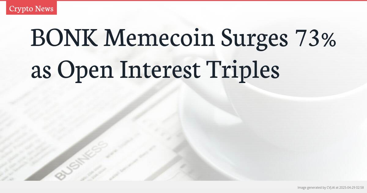 BONK Memecoin Surges 73% as Open Interest Triples