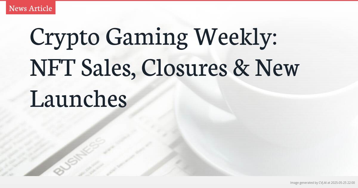 Crypto Gaming Weekly: NFT Sales, Closures & New Launches