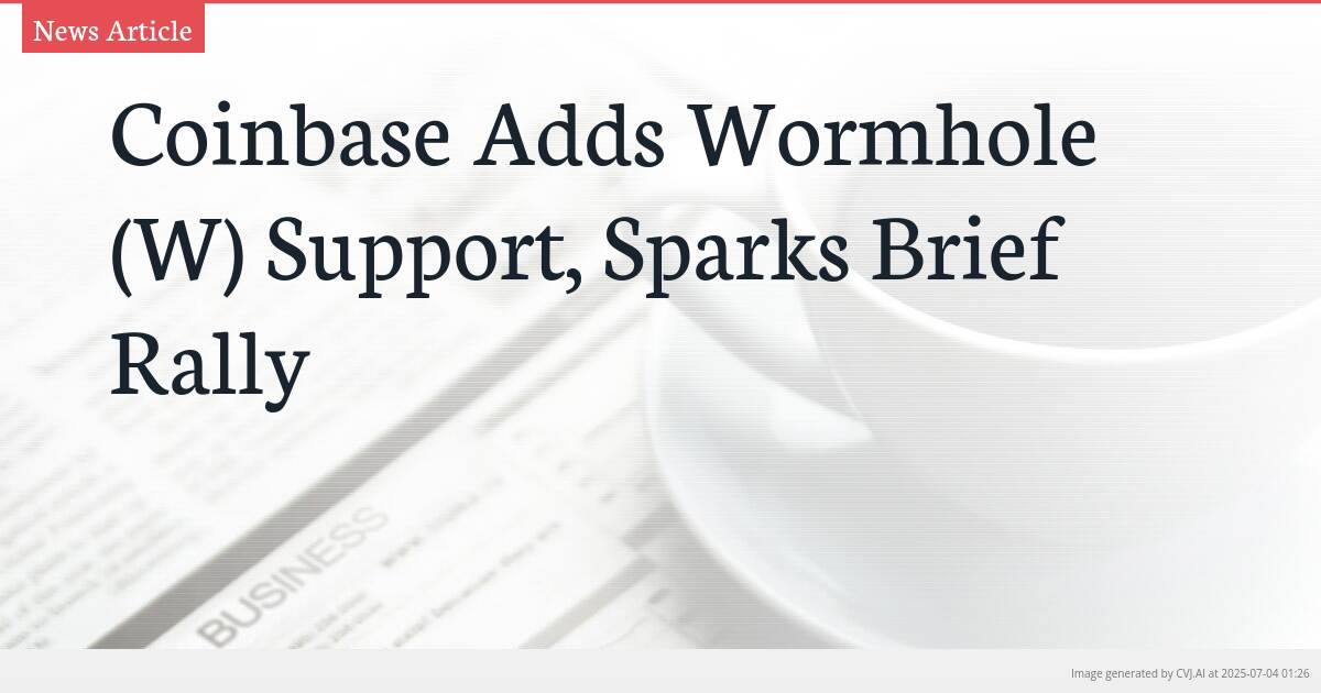 Coinbase Adds Wormhole (W) Support, Sparks Brief Rally