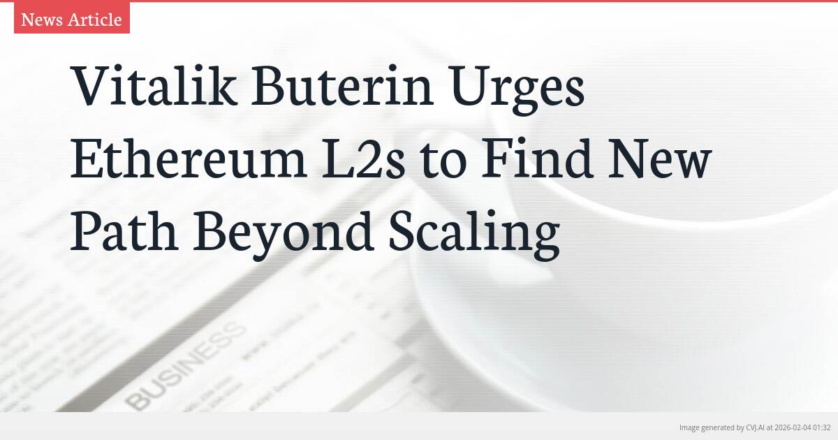 Vitalik Buterin Urges Ethereum L2s to Find New Path Beyond Scaling