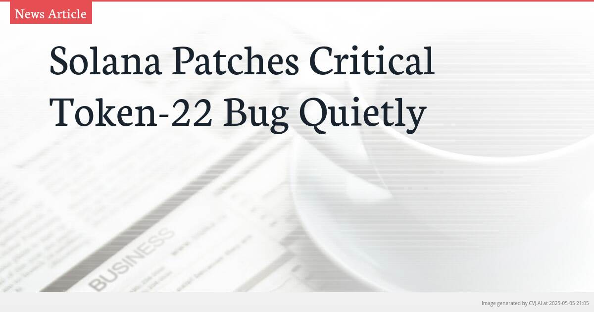Solana Patches Critical Token-22 Bug Quietly