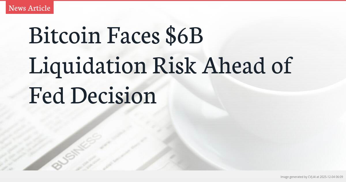 Bitcoin Faces $6B Liquidation Risk Ahead of Fed Decision