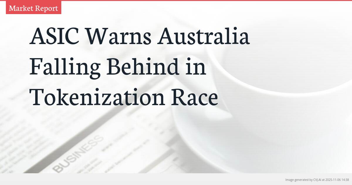 ASIC Warns Australia Falling Behind in Tokenization Race