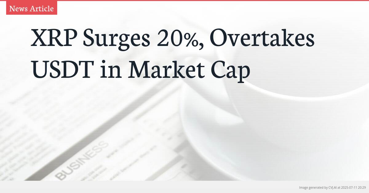 XRP Surges 20%, Overtakes USDT in Market Cap