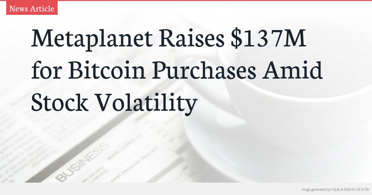 Metaplanet Raises $137M for Bitcoin Purchases Amid Stock Volatility