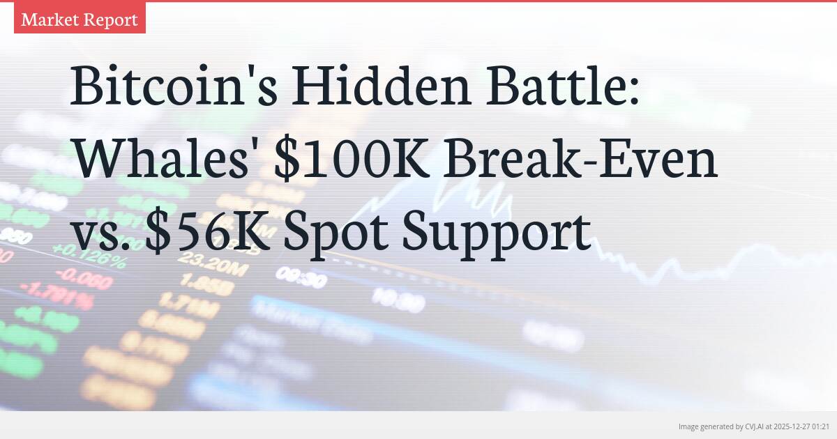Bitcoin’s Hidden Battle: Whales’ $100K Break-Even vs. $56K Spot Support