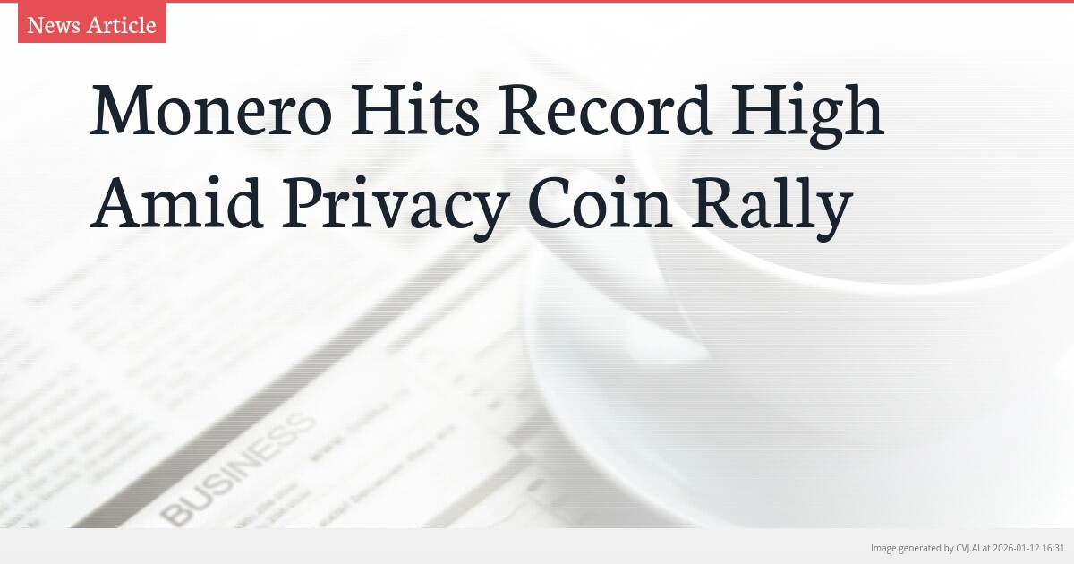Monero Hits Record High Amid Privacy Coin Rally