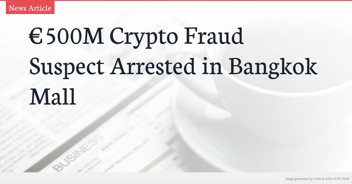 €500M Crypto Fraud Suspect Arrested in Bangkok Mall
