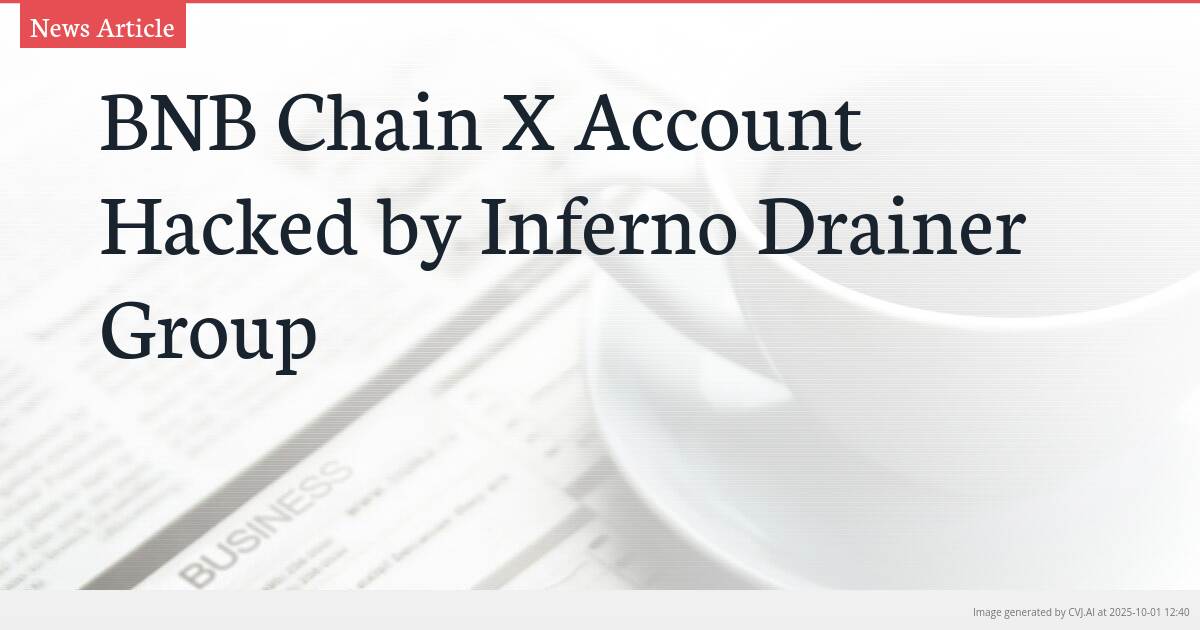 BNB Chain X Account Hacked by Inferno Drainer Group