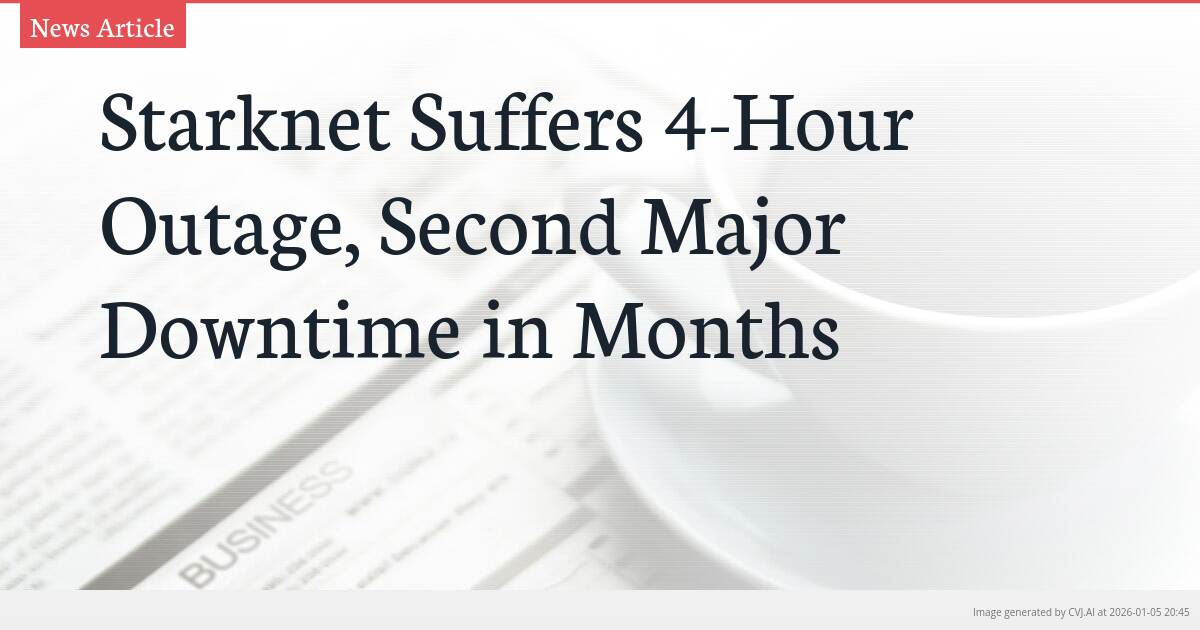 Starknet Suffers 4-Hour Outage, Second Major Downtime in Months