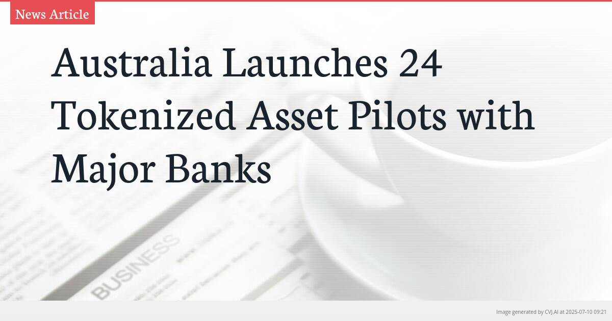 Australia Launches 24 Tokenized Asset Pilots with Major Banks