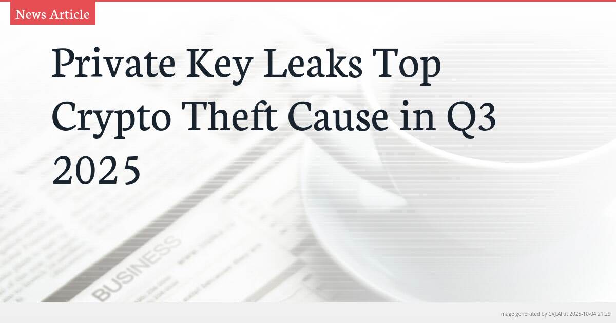 Private Key Leaks Top Crypto Theft Cause in Q3 2025