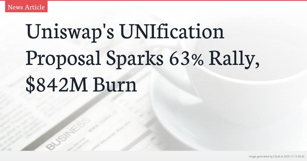 Uniswap’s UNIfication Proposal Sparks 63% Rally, $842M Burn