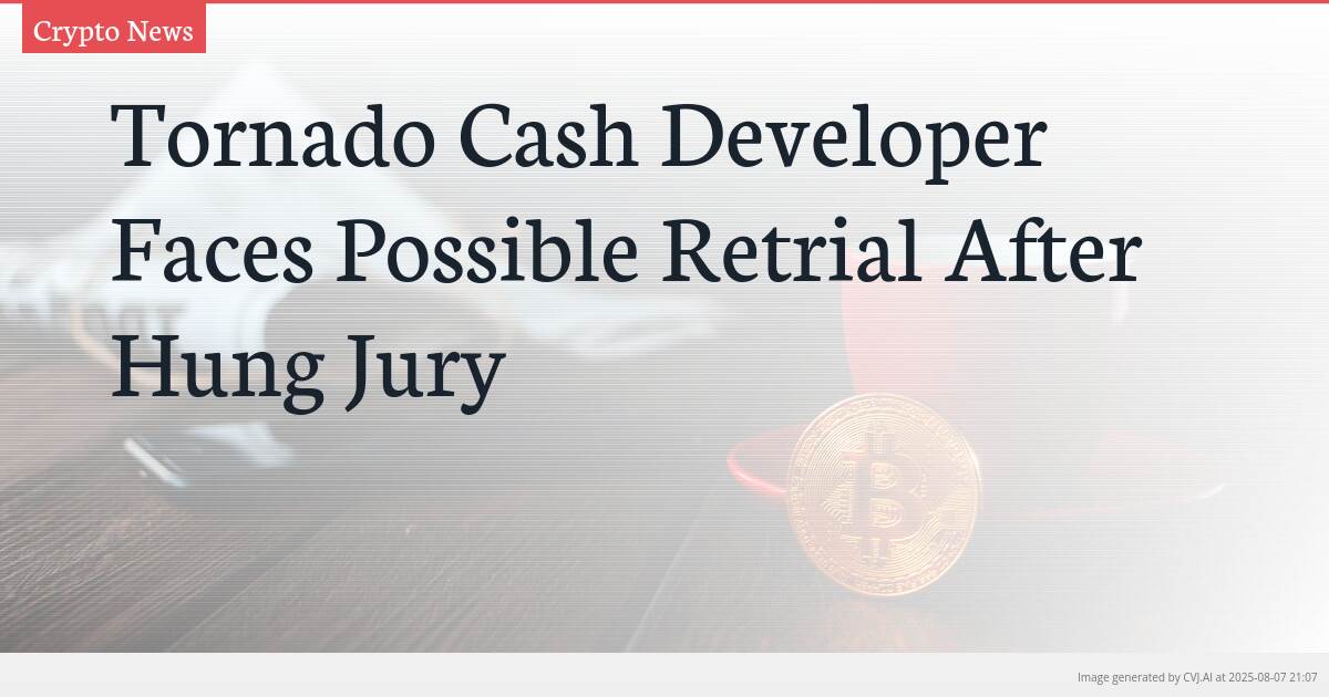 Tornado Cash Developer Faces Possible Retrial After Hung Jury
