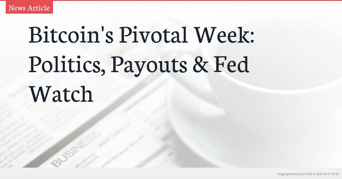 Bitcoin’s Pivotal Week: Politics, Payouts & Fed Watch