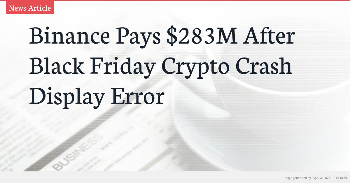Binance Pays $283M After Black Friday Crypto Crash Display Error