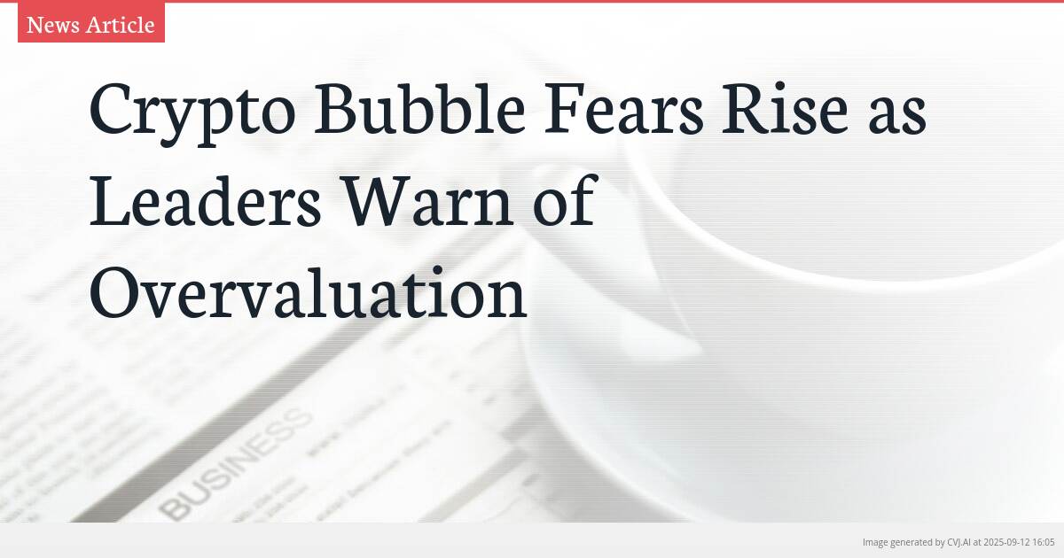 Crypto Bubble Fears Rise as Leaders Warn of Overvaluation