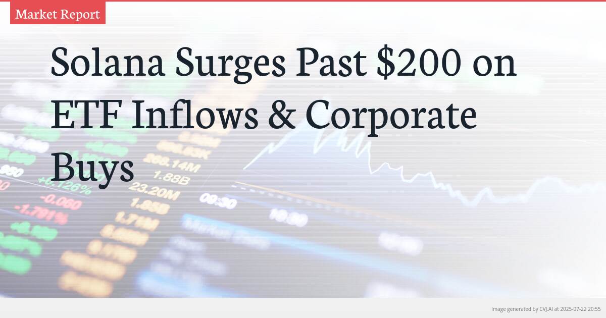 Solana Surges Past $200 on ETF Inflows & Corporate Buys