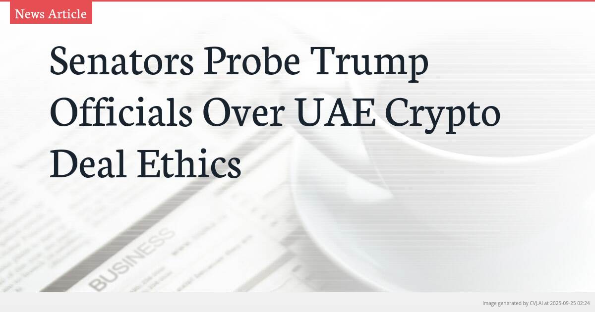 Senators Probe Trump Officials Over UAE Crypto Deal Ethics Senators Probe Trump Officials Over UAE Crypto Deal Ethics