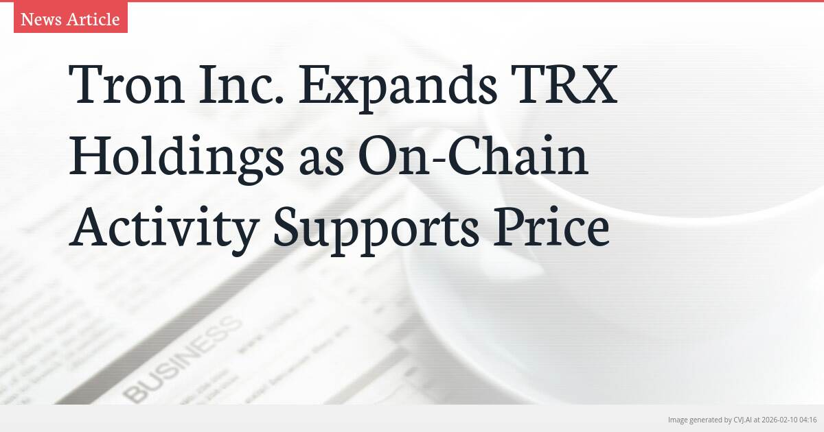 Tron Inc. Expands TRX Holdings as On-Chain Activity Supports Price
