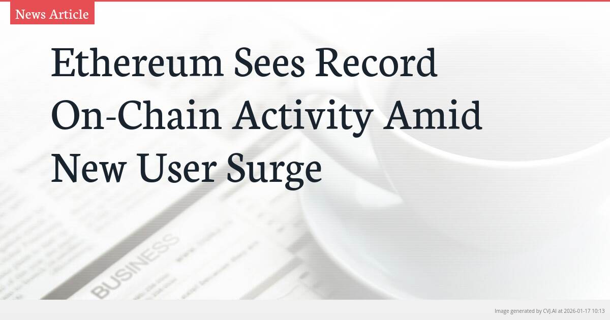 Ethereum Sees Record On-Chain Activity Amid New User Surge
