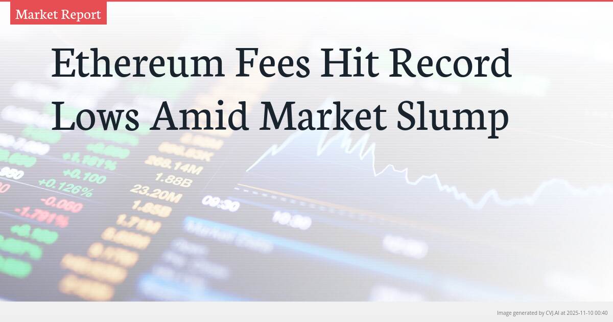 Ethereum Fees Hit Record Lows Amid Market Slump