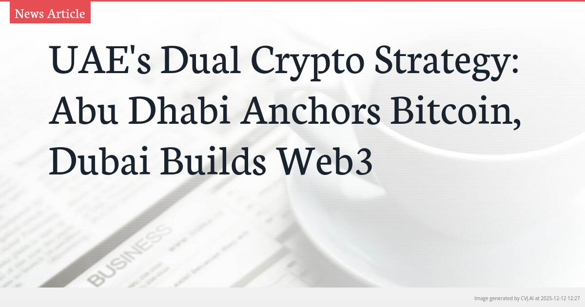 UAE’s Dual Crypto Strategy: Abu Dhabi Anchors Bitcoin, Dubai Builds Web3