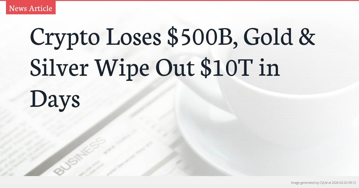 Crypto Loses $500B, Gold & Silver Wipe Out $10T in Days