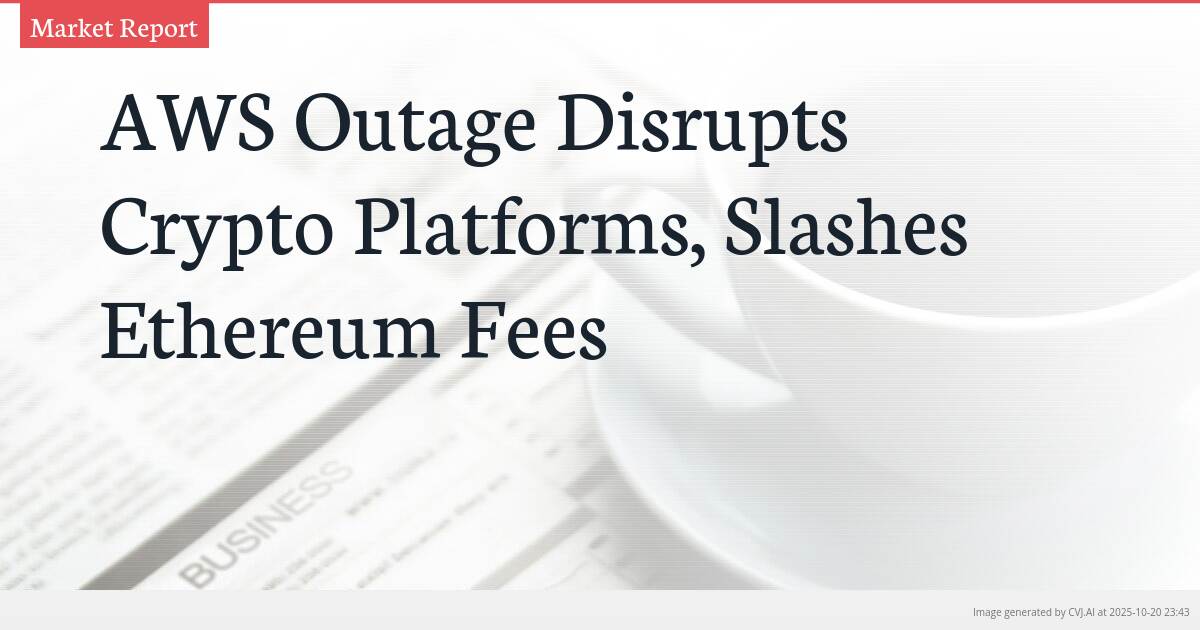 AWS Outage Disrupts Crypto Platforms, Slashes Ethereum Fees