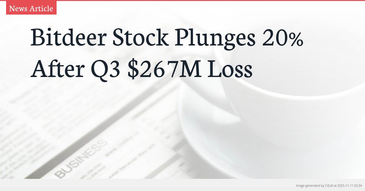 Bitdeer Stock Plunges 20% After Q3 $267M Loss