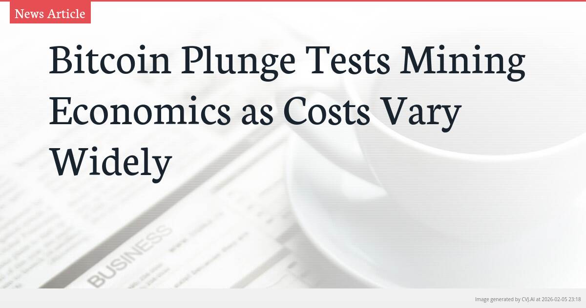 Bitcoin Plunge Tests Mining Economics as Costs Vary Widely