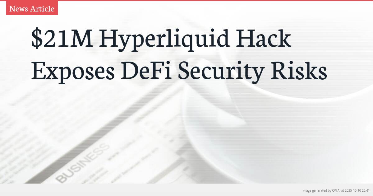 $21M Hyperliquid Hack Exposes DeFi Security Risks $21M Hyperliquid Hack Exposes DeFi Security Risks